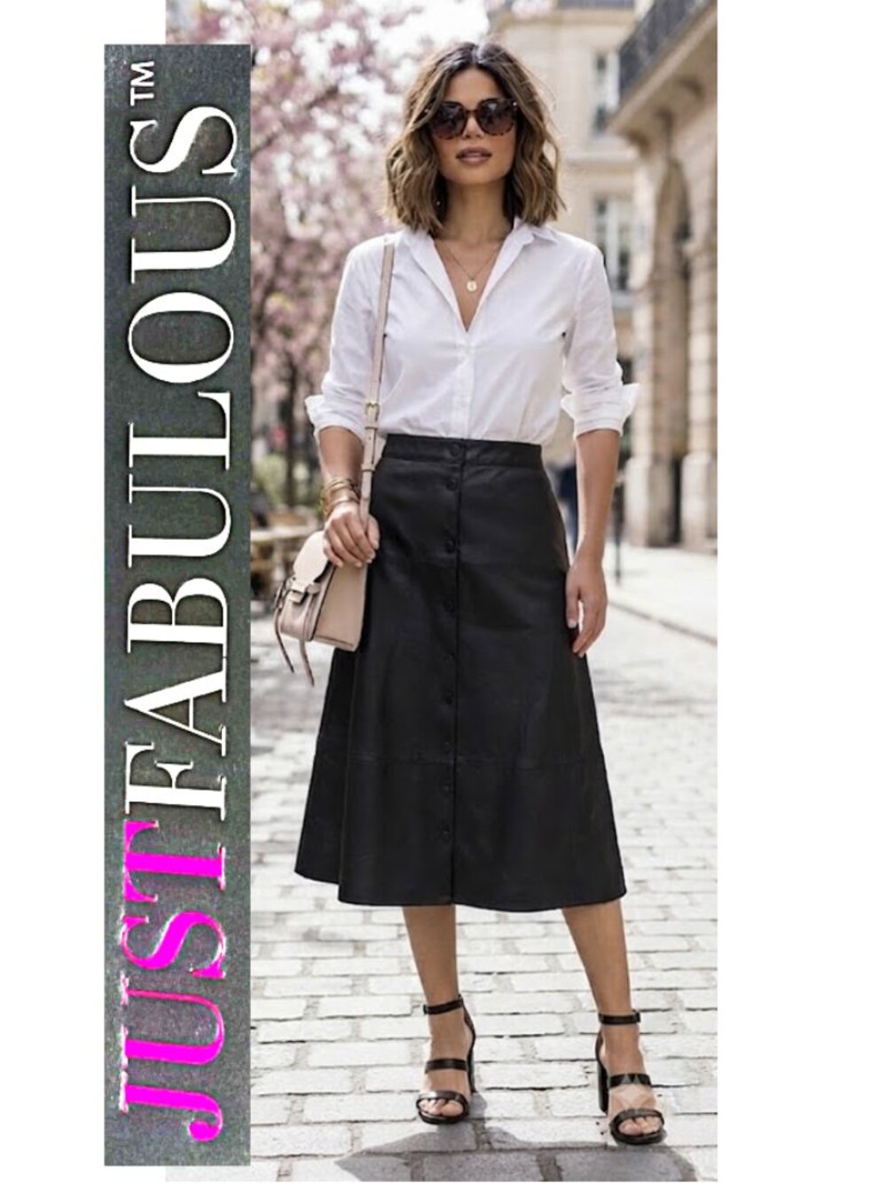 (3 for $30) JUSTFABULOUS - Black faux leather midi skirt